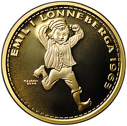 Золотая медаль 2002 Эмиль из Лённеберги Астрид Линдгрен Швеция 1/4 oz