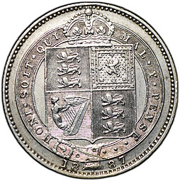 Монета 1 шиллинг 1887 новый портрет Великобритания