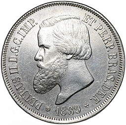 Монета 2000 рейс (реалов) 1889 Бразилия