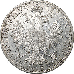Монета 1 союзный талер 1865 A - Вена Австрия