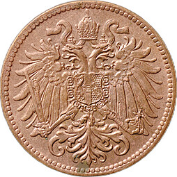 Монета 2 геллера 1910 Австрия