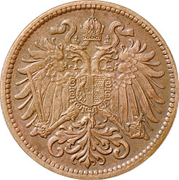 Монета 2 геллера 1911 Австрия