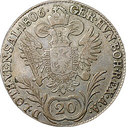 Монета 20 крейцеров 1806 B - Кремница Австрия