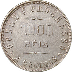 Монета 1000 реалов (рейс) 1911 Бразилия