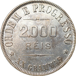 Монета 2000 реалов (рейс) 1907 Бразилия