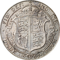 Монета 1/2 кроны 1907 Великобритания