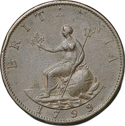 Монета 1/2 пенни 1799 Великобритания