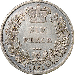 Монета 6 пенсов 1831 Великобритания