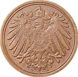 Монета 1 пфенниг 1911 D - Мюнхен Германия