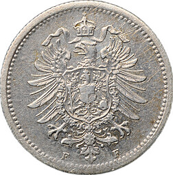 Монета 20 пфеннигов 1876 F - Штутгарт Германия