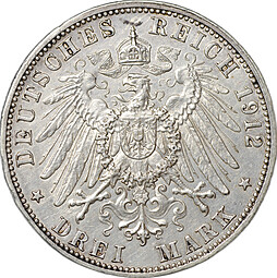 Монета 3 марки 1912 Баден Германия