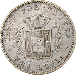 Монета 1 рупия 1882 Индия Португальская
