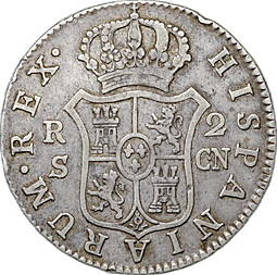 Монета 2 реала 1793 S - Севилья Испания