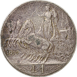 Монета 1 лира 1910 Италия