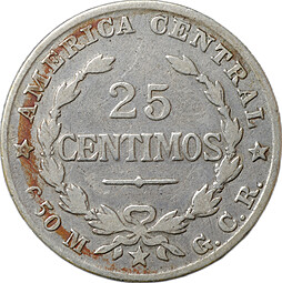 Монета 25 сентимо 1924 Коста-Рика