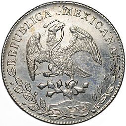 Монета 8 реалов 1883 Zs - Сакатекас Мексика