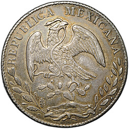 Монета 8 реалов 1884 As - Аламос Мексика