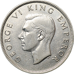 Монета 1/2 кроны 1937 Новая Зеландия