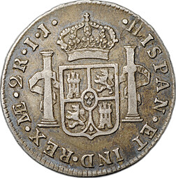 Монета 2 реала 1793 Перу
