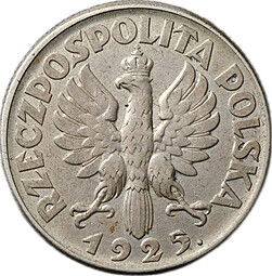 Монета 2 злотых 1925 Точка после даты Польша
