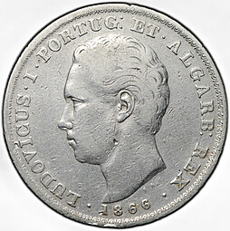 Монета 500 реалов 1866 Португалия