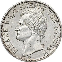 Монета 1 союзный талер 1860 Герб с львами Саксония