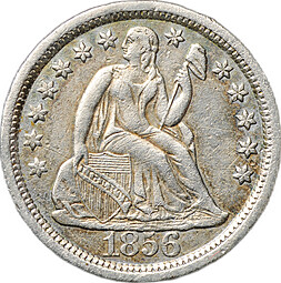 Монета 1 дайм 1856 Филадельфия США