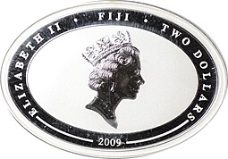 Монета 2 доллара 2009 Советский дирижабль СССР В-6 Осоавиахим Фиджи