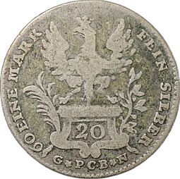 Монета 20 крейцеров 1767 Франкфурт