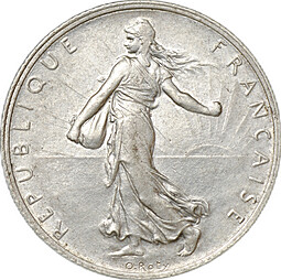 Монета 2 франка 1917 Франция
