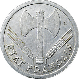 Монета 2 франка 1944 REPUBLIQUE FRANÇAISE Франция