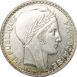 Монета 20 франков 1934 Франция