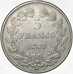 Монета 5 франков 1845 A - Париж Франция
