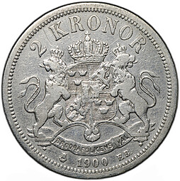 Монета 2 кроны 1900 Швеция
