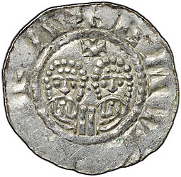 Монета Денарий 1068-1077 Экберт II Эмнигем Фрисландия Нидерланды