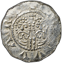 Монета Денарий 1068-1077 Экберт II Леуварден Фрисландия Нидерланды