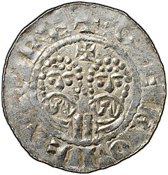 Монета Денарий 1068-1077 Экберт II Гаррелсвер Фрисландия Нидерланды