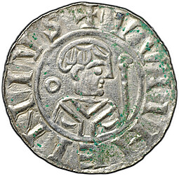 Монета Денарий 1054-1076 Гронинген Епископ Вильгельм и Генрих III-IV кольцо слева Утрехт Нидерланды