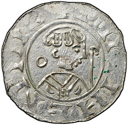 Монета Денарий 1054-1076 Гронинген Епископ Вильгельм и Генрих III-IV кольцо слева Утрехт Нидерланды 