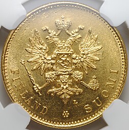 Монета 20 марок 1904 L Русская Финляндия слаб ННР MS 63