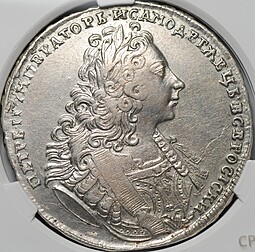 Монета 1 рубль 1729 Лисий нос слаб CPRC XF Det.