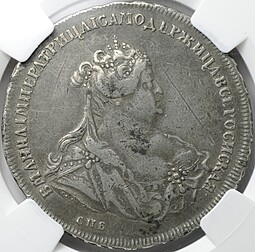 Монета 1 рубль 1740 СПБ слаб ННР VF Det.