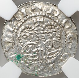 Монета Денарий 1068-1077 Экберт II Доккум Фрисландия Нидерланды слаб ННР MS 62