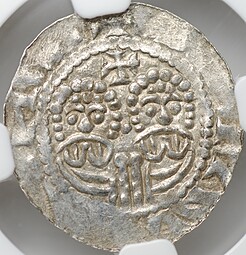 Монета Денарий 1068-1077 Экберт II Ставорен Фрисландия Нидерланды слаб ННР MS 62