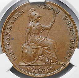 Монета 1 фартинг 1840 Великобритания слаб CPRC AU 55 BN