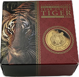 Монета 15 долларов 2010 Год Тигра PROOF Лунар Австралия (коробка)