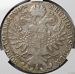 Монета 1 талер 1780 SF Мария Терезия рестрайк Австрия слаб CPRC XF 40