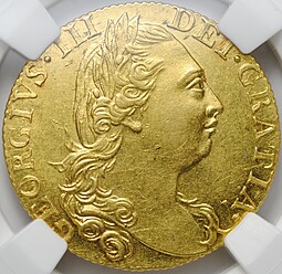 Монета 1 гинея 1774 Великобритания слаб ННР MS 62