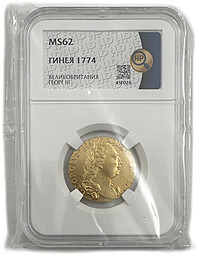 Монета 1 гинея 1774 Великобритания слаб ННР MS 62