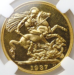 Монета 2 фунта (соверена) 1937 PROOF Великобритания слаб ННР PF 60